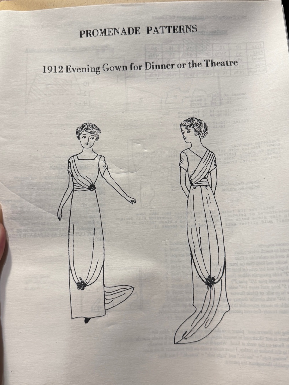 Rare Promenade Patterns Edwardian 1912 Evening Gown Pattern Uncut Multiple Sizes